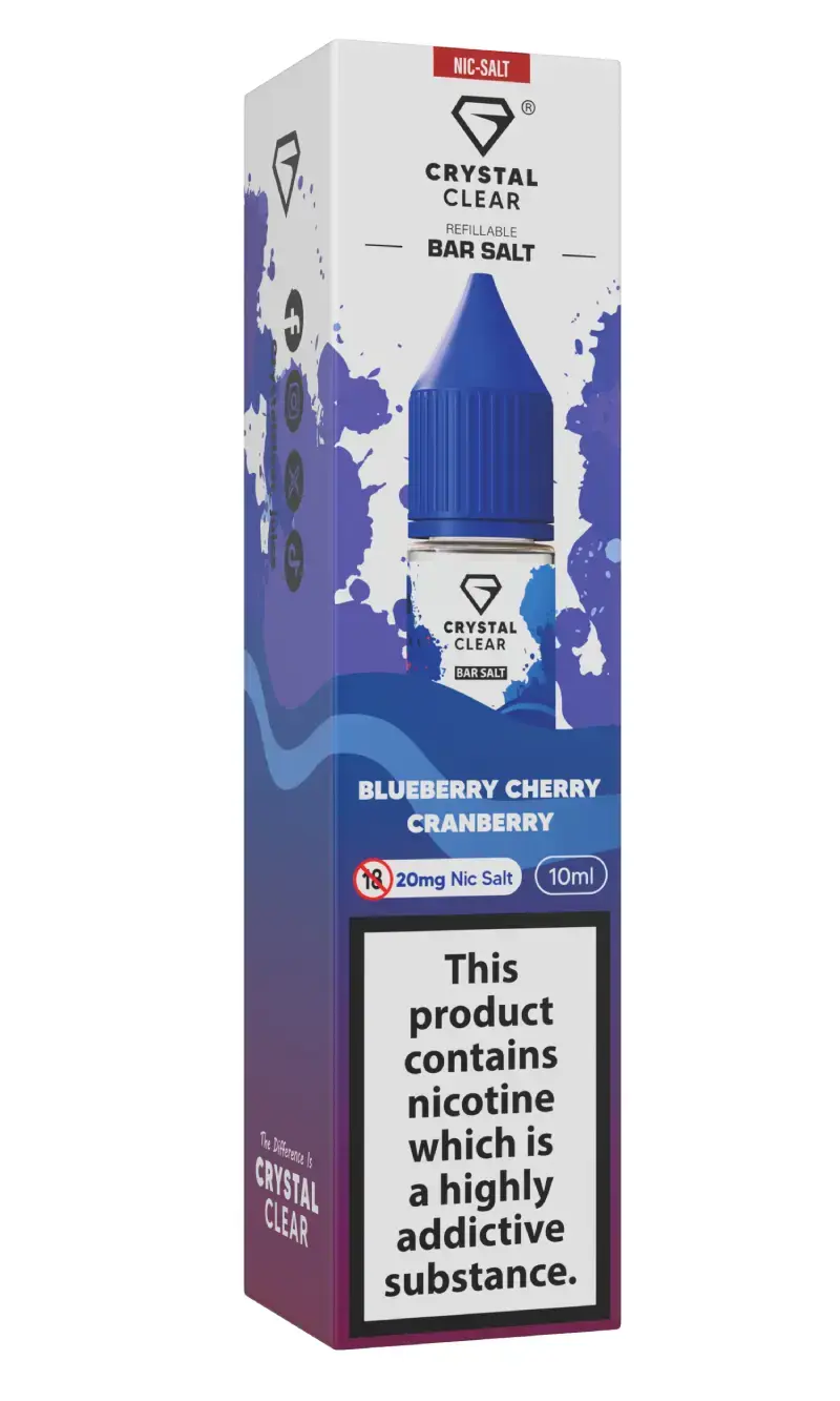 Blueberry Cherry Cranberry  Nic Salt E-Liquid by Crystal Clear Bar Salts 10ml
